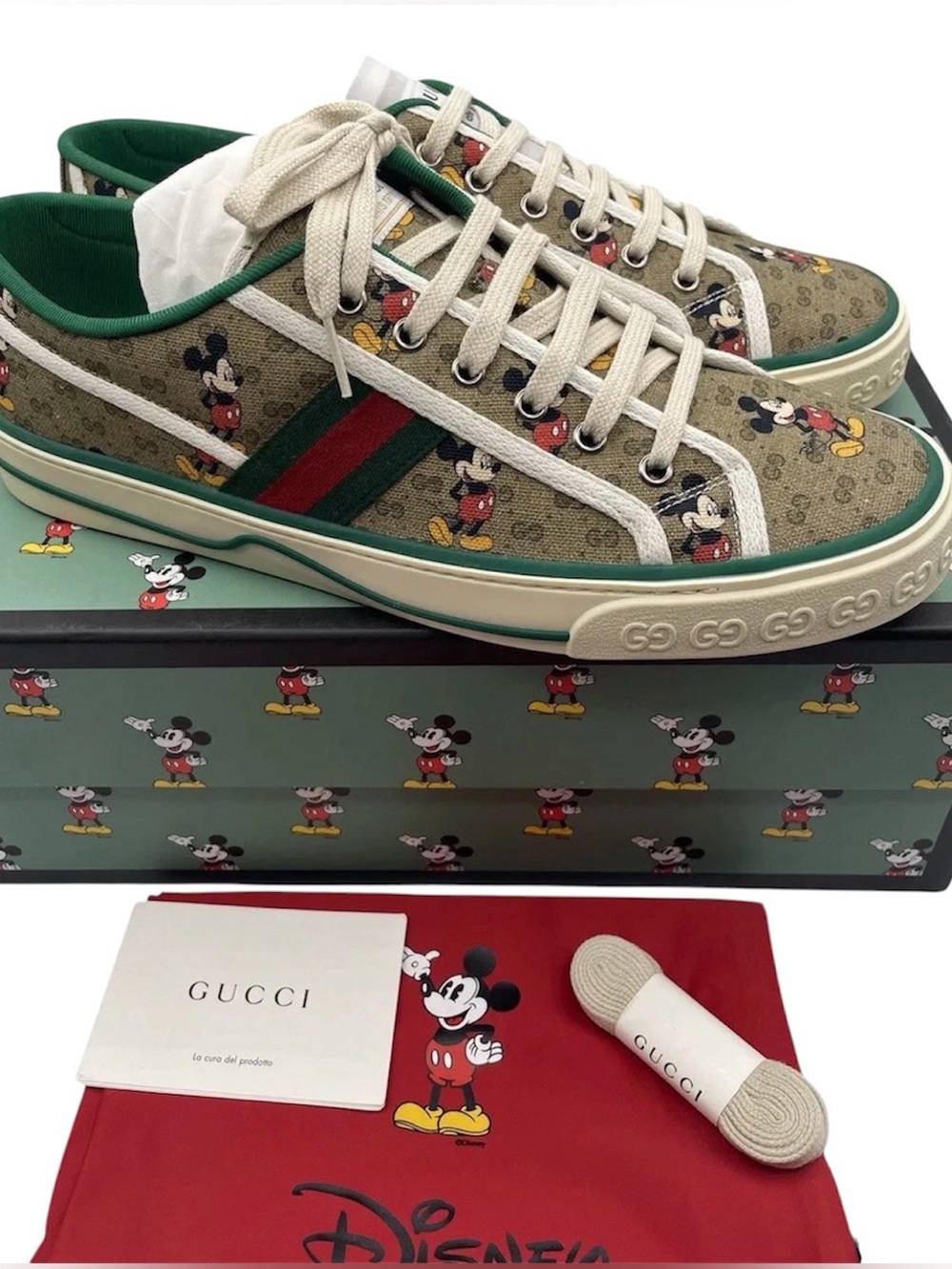 NWT Gucci Tennis 1977 x Disney GG Supreme Monogram Mickey Mouse Sneakers | 7.5M